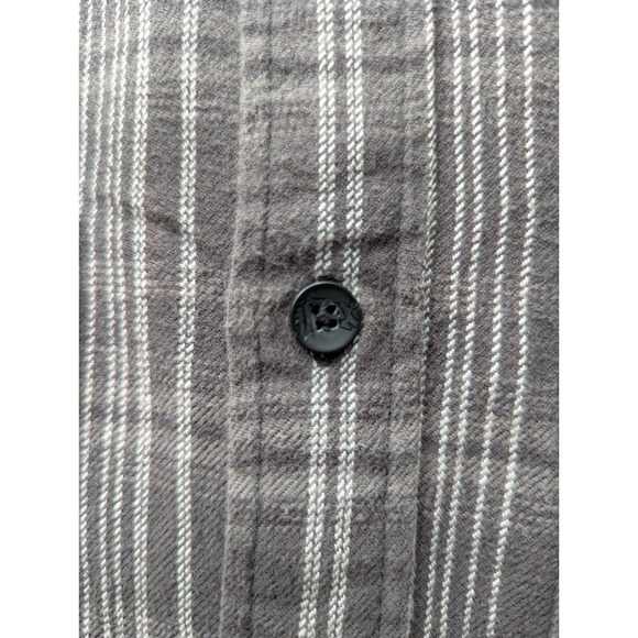 Fox Racing Plaid Button Up Shirt Gray White Stripe Long Sleeve Mens S Casual - Picture 7 of 13